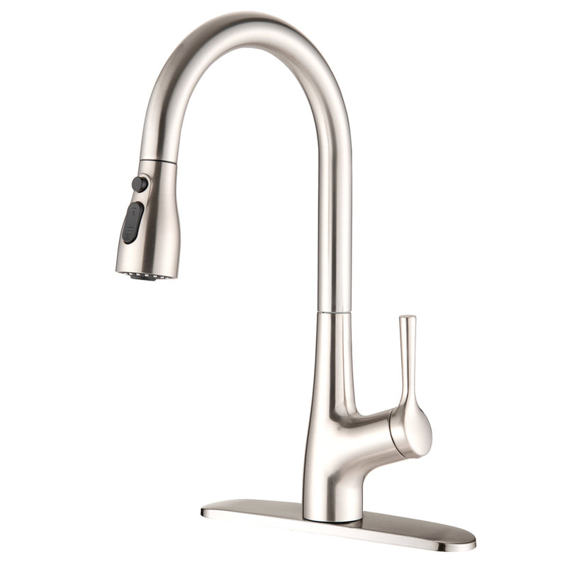 Single Handle Pull Down Kitchen Sink Faucet, Brushed Nickel
