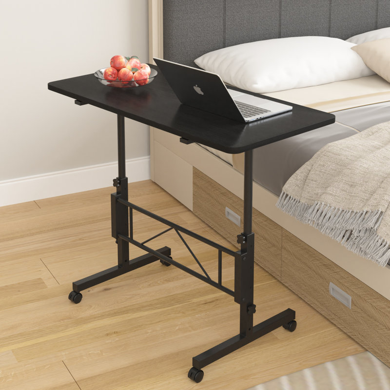 Petit bureau debout à hauteur réglable, bureaux mobiles à roulettes, bureaux portatifs à roulettes pour ordinateur portable, table d'appoint en C avec roulettes