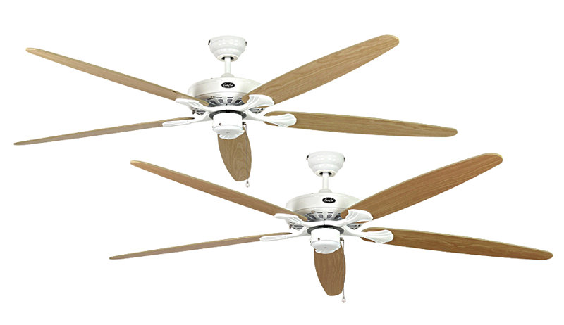 Boutwell 180cm Ceiling Fan, Lacquered White with Maple and Beech Blades