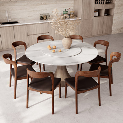 Ensemble de table de salle à manger rotative Lazy Susan de style Mid-Century (1 table 4/6/8)