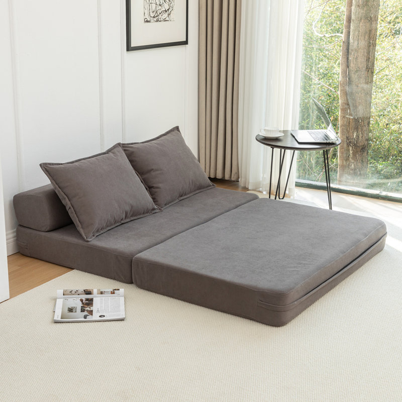 Foldable Sofa Bed Sleeper Lounge Chair with Pillow Floor Mattress Floor Couch with Backrest for Living Room/Dorm/Guest Room/Home Office