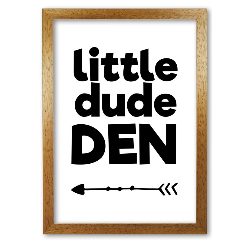 Little Dude Den - Rectangle Print, Honey Oak Frame, 30 cm H x 21 cm W x 5 cm D