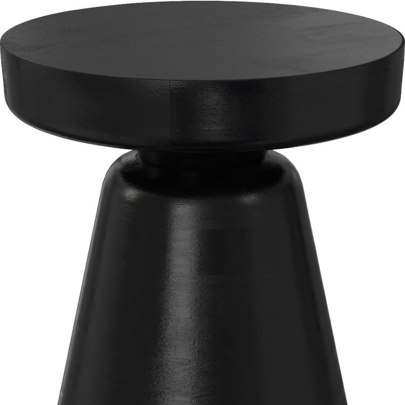 18" Black Solid Wood Round End Table