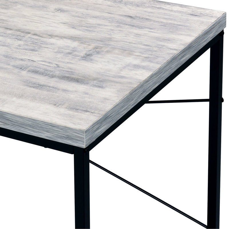 Bureau d'écriture industriel avec surface en bois et partie en métal