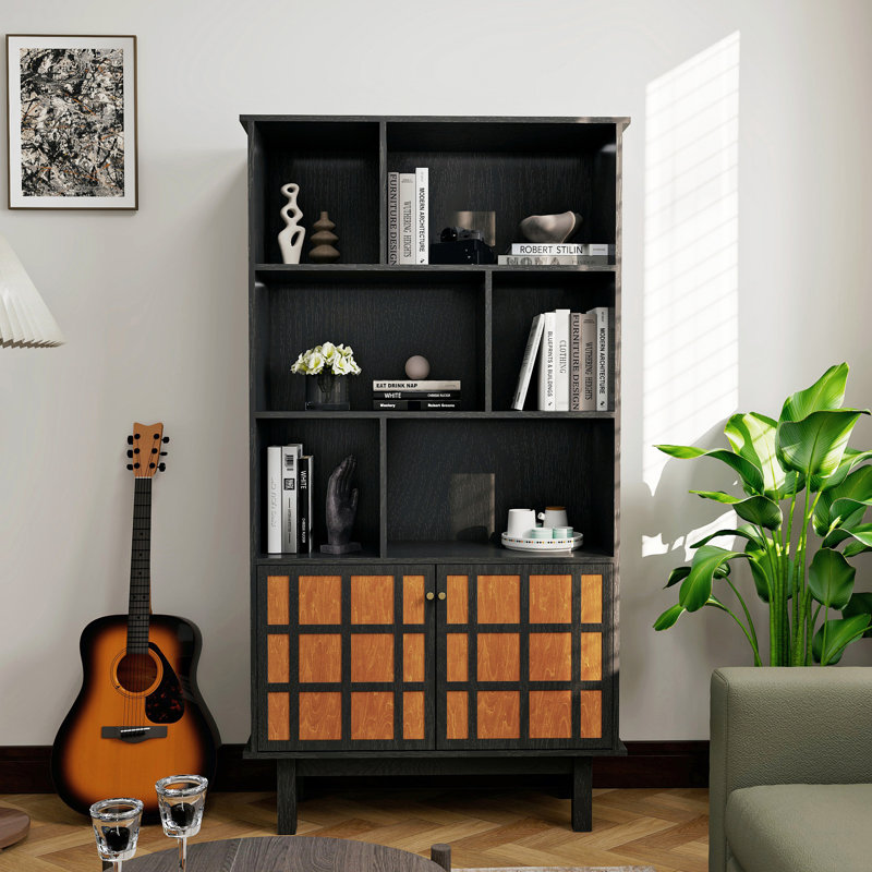 Bibliothèque avec armoire, bibliothèque avec portes, noir