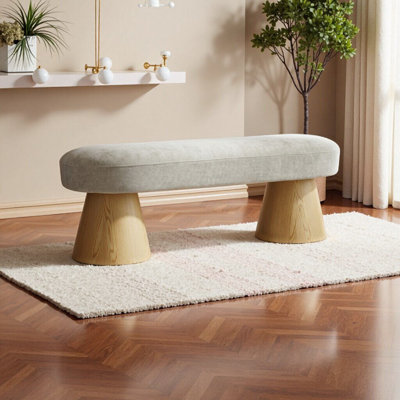 Oatmeal Chenille Dining Bench - 300 Weight Capacity, No Assembly Needed, Multi-Functional for Living Room, Bedroom & Entryway