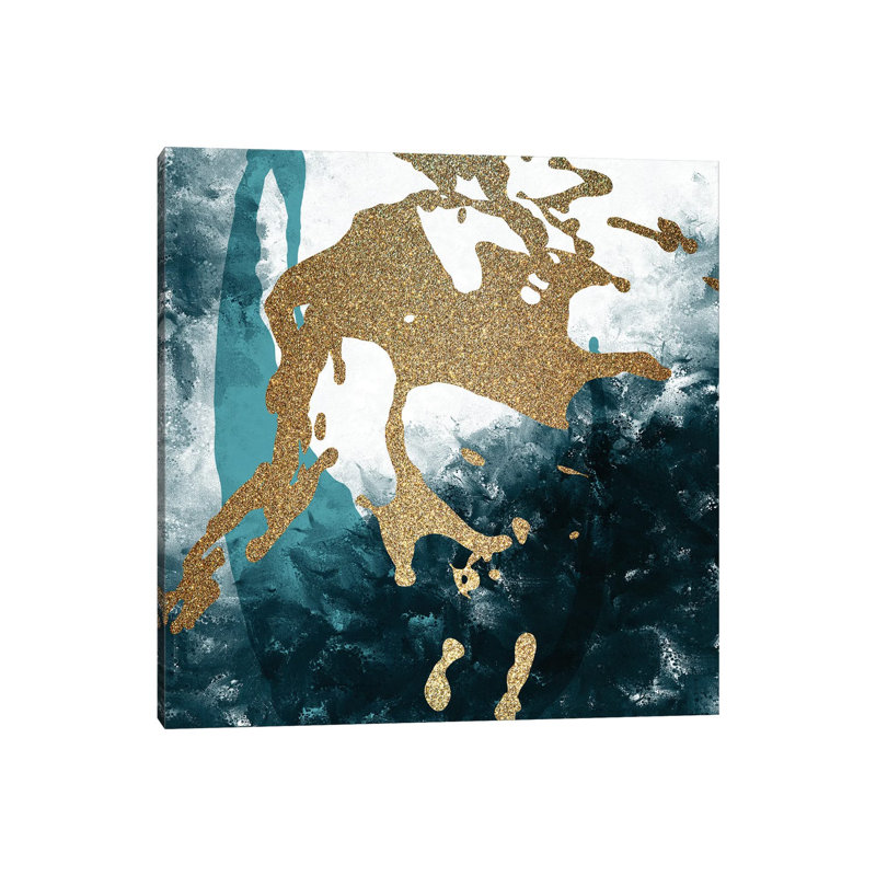Teal Gold Splash II by Kimberly Allen - Wrapped Canvas Painting