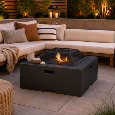 29" Outdoor Burning Fire Pit，Square MgO Wood