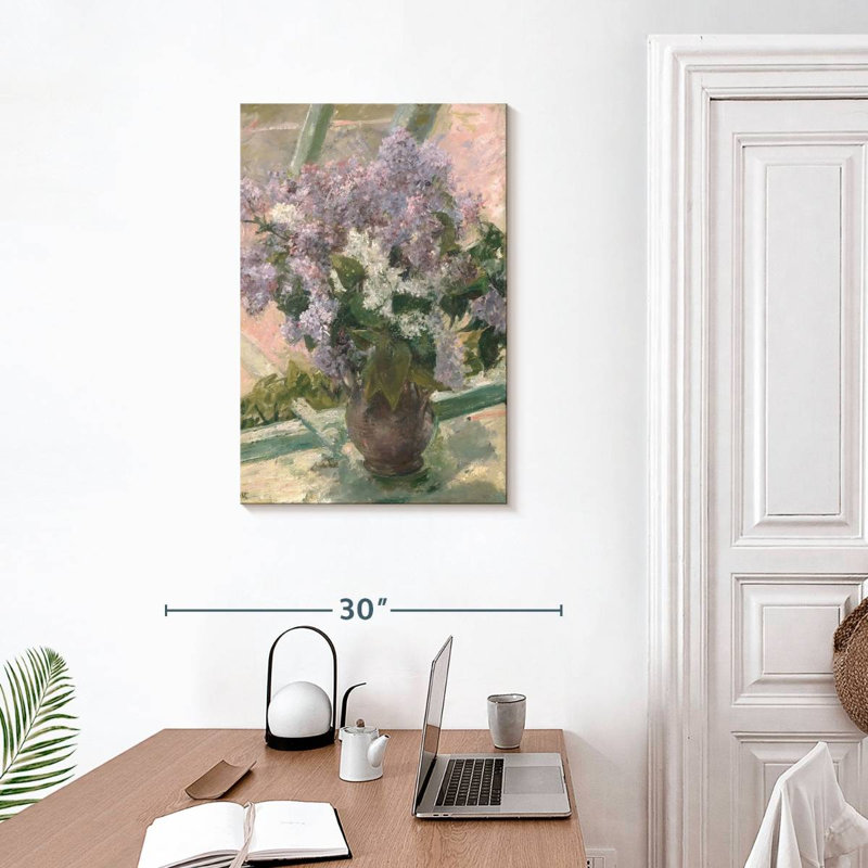 Harnek lilas dans une fenêtre, H 30 po x l 20 po
