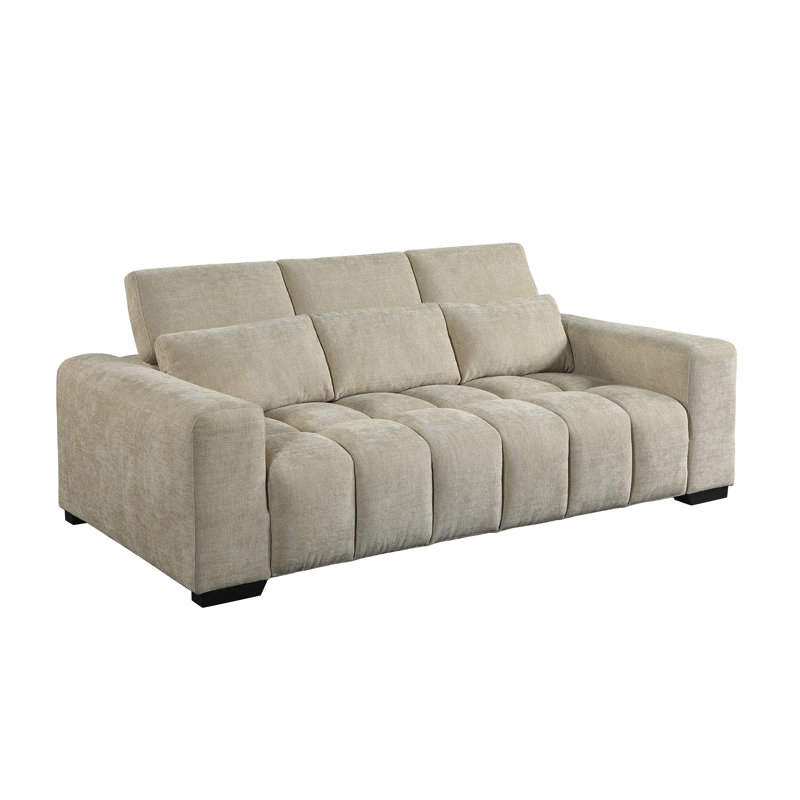 Canapé Buchheit en tissu chenille, Gris foncé, H 35 po x l 83 po x P 46 po