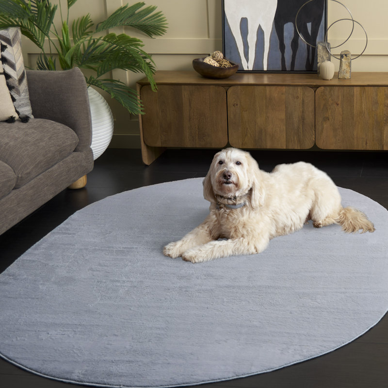 Tapis de couleur unie Raeyonna, Ovale 5 pi x7 pi
