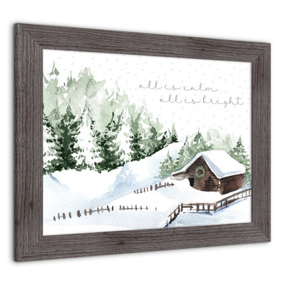Snowy Cabin, reproduction encadrée