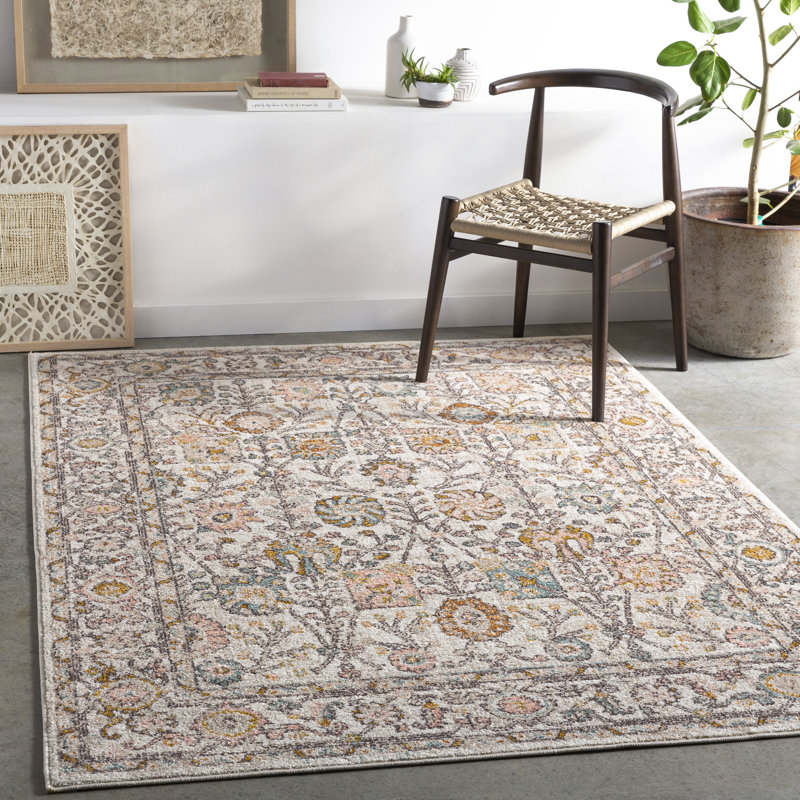 Oriental Teal/Brown Area Rug, Rectangle 5'2" x 7'