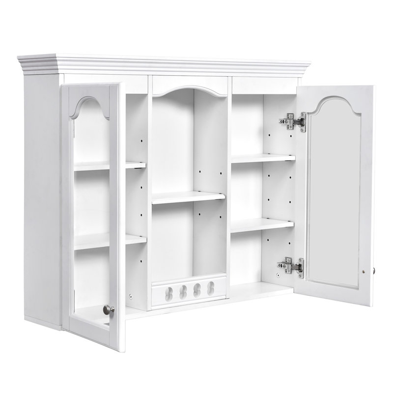 Compartiment de salle de bain mural, blanc, tablette réglable, pour les articles