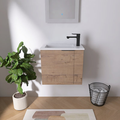 Ensemble de meuble-lavabo mural simple 22 po avec lavabo en céramique Avenel