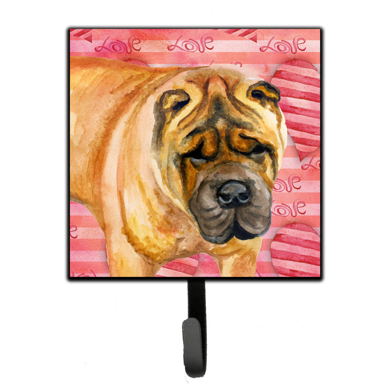 Saadet Metal Wall Organizer with Key Hooks, Pink/Brown, Shar Pei