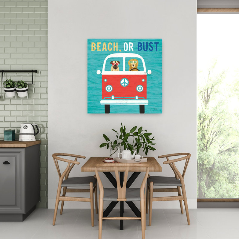 Beach Bums Bus, capricieuse, art côtier, H 32 po x l 32 po