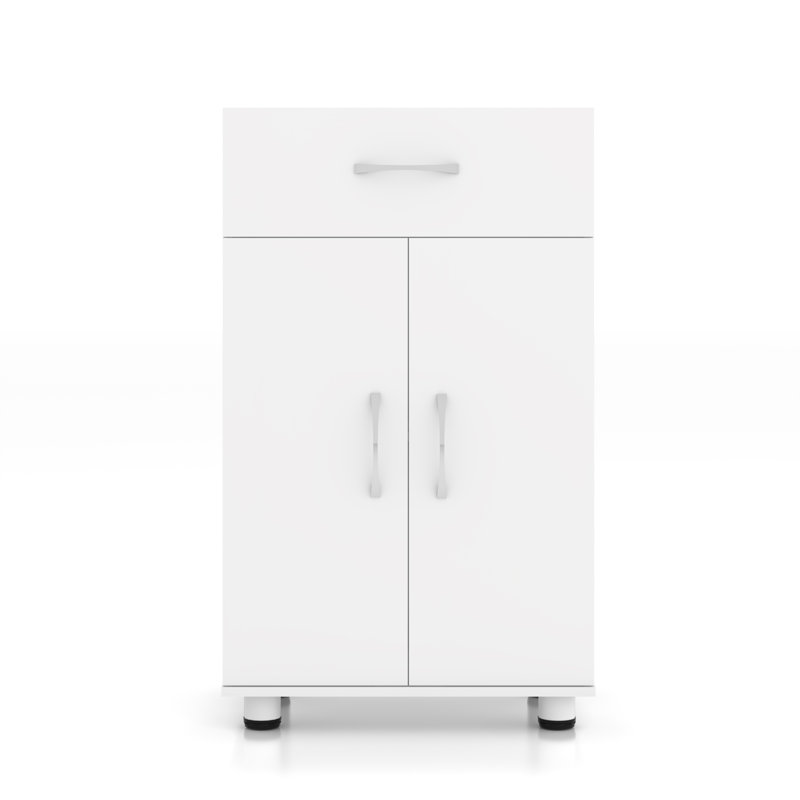 24"W Base Storage Cabinet With 1 Drawer And 2 Doors, White