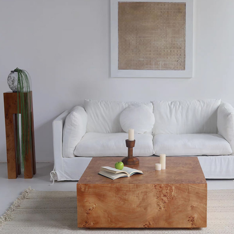 Solid wood tree burl square end table