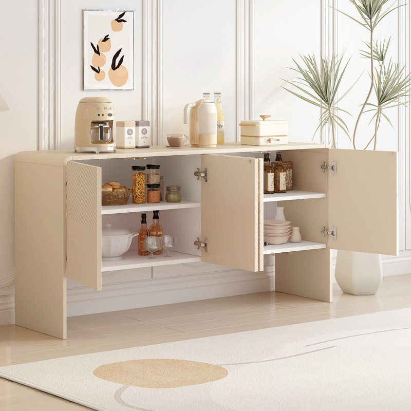 Minimalist Style 60"L Large Storage Space Sideboard, Apricot Cream