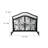 43 Inches 2 Door Iron Fireplace Screen, Mesh Design, Scrollwork, Black