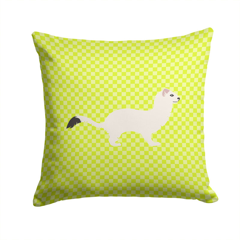 Coussin décoratif extérieur weasel à queue courte stoat, Vert, 14 po x 14 po