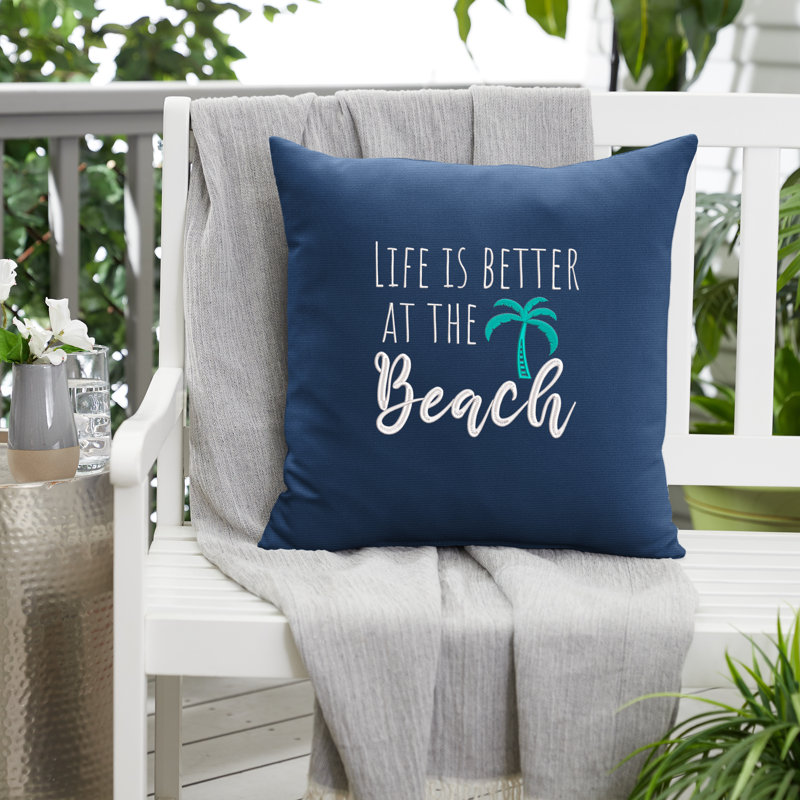  Housse de coussin d'extérieur carré Life Is Better at the Beach