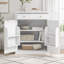 Armoire de cuisine autoportante avec plateau en faux marbre-841608328