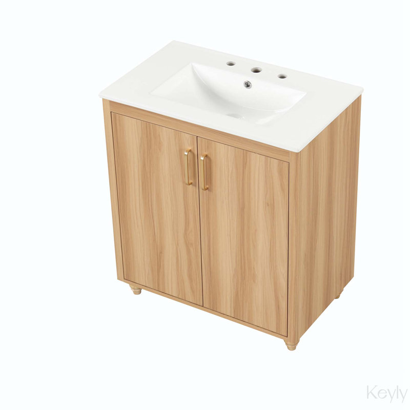 Sadah 30 " W Freestanding Standard Free Standing 1 Single Vanity Bathroom Vanity With Ceramic Top