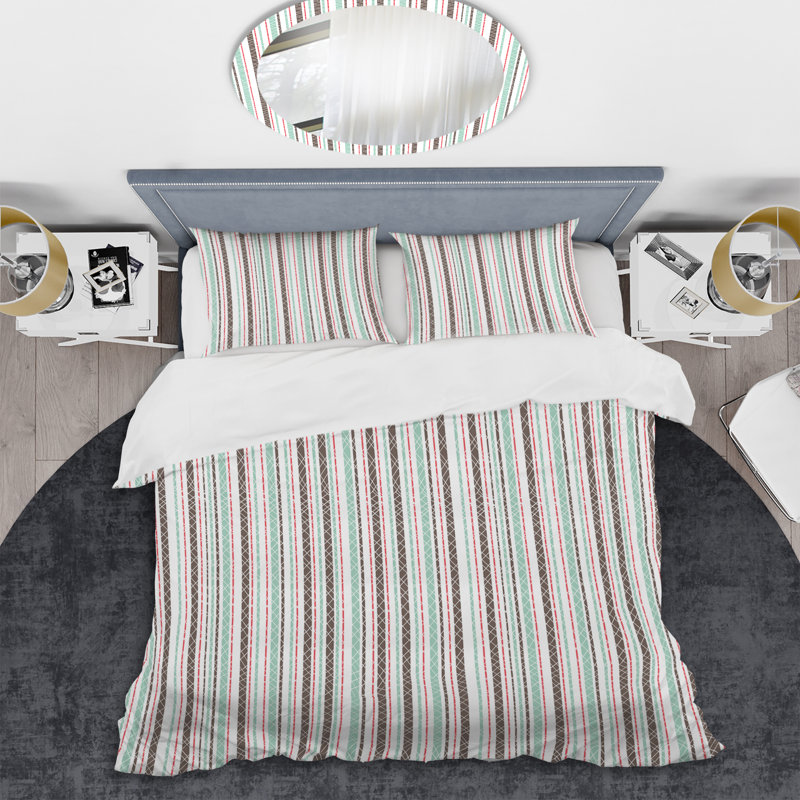 Ensemble de housse de couette en microfibre vert / blanc 3 pièces