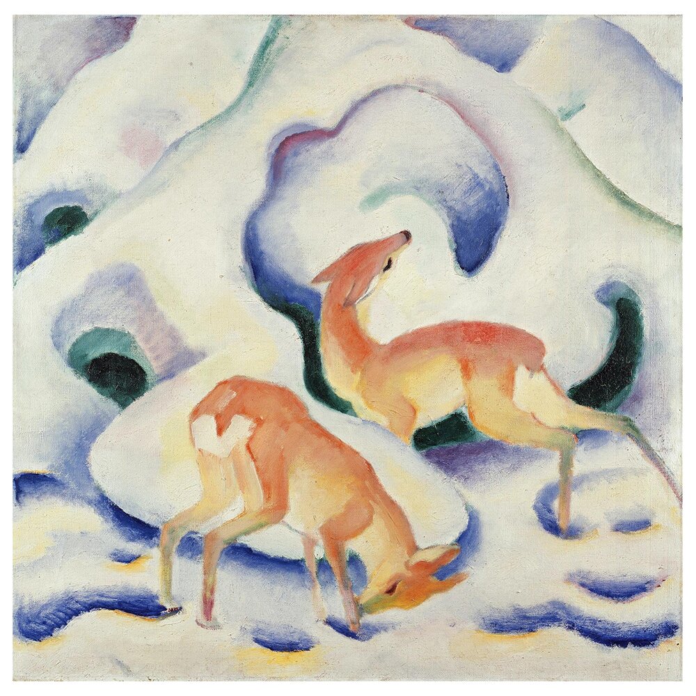 Leinwandbild Hirsche im Schnee von Franz Marc