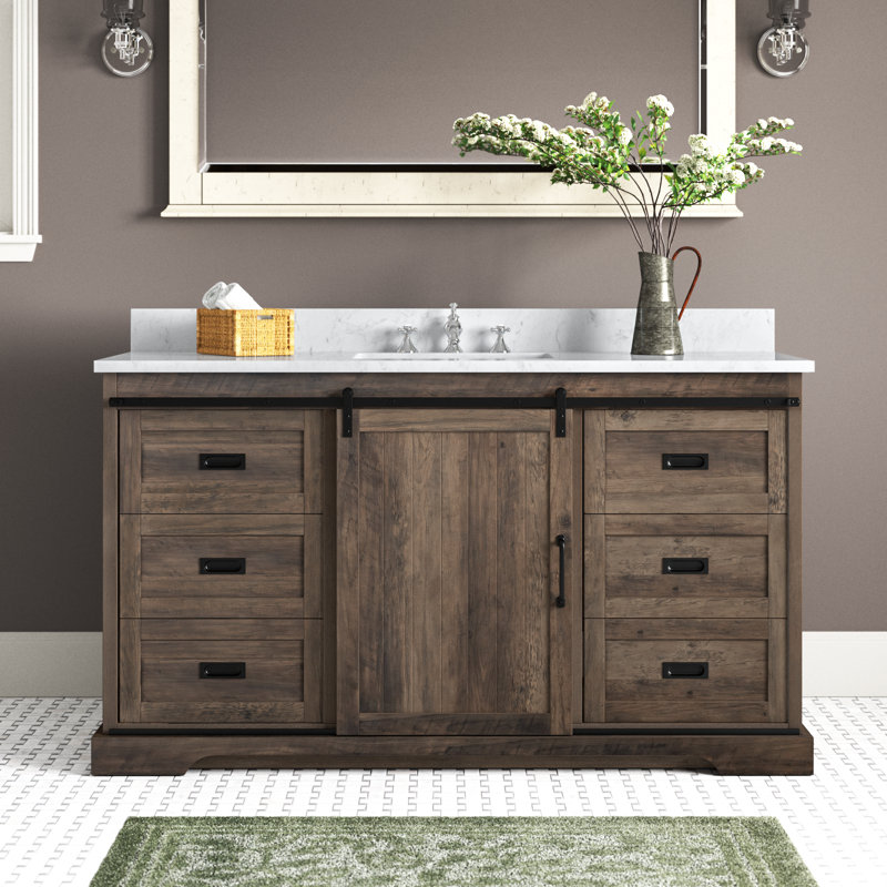 Ensemble de meuble-lavabo simple 60 po Cayden, Canella brun