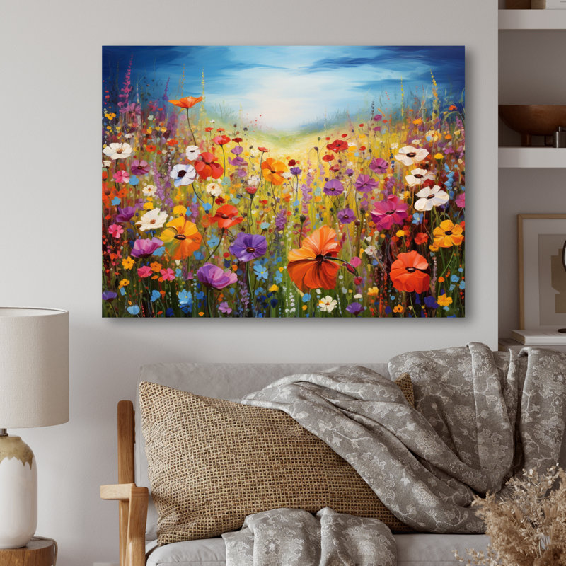 Fleurs colorées de Meadow Blooms II - impression sur métal, H 12 po x l 20 po x P 1 po