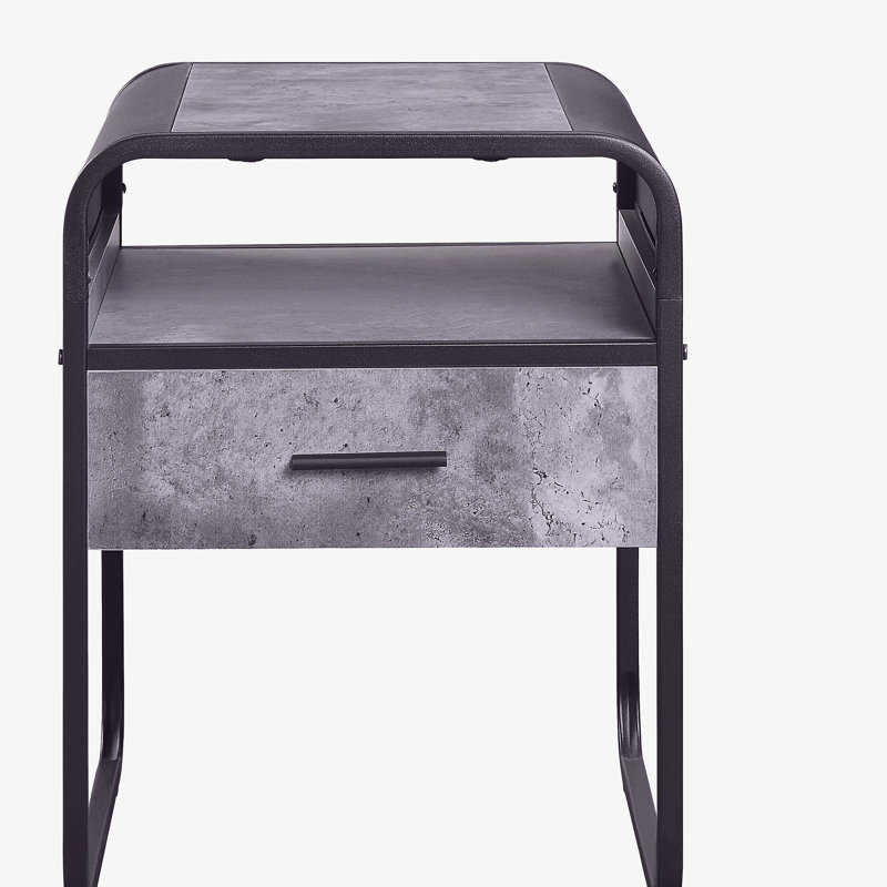 Table à tiroirs en béton gris et noir brillant