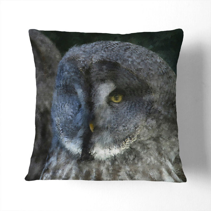 Great Grey Owls Painting Square Throw Cushion, 55cm H x 55cm W x 20cm D