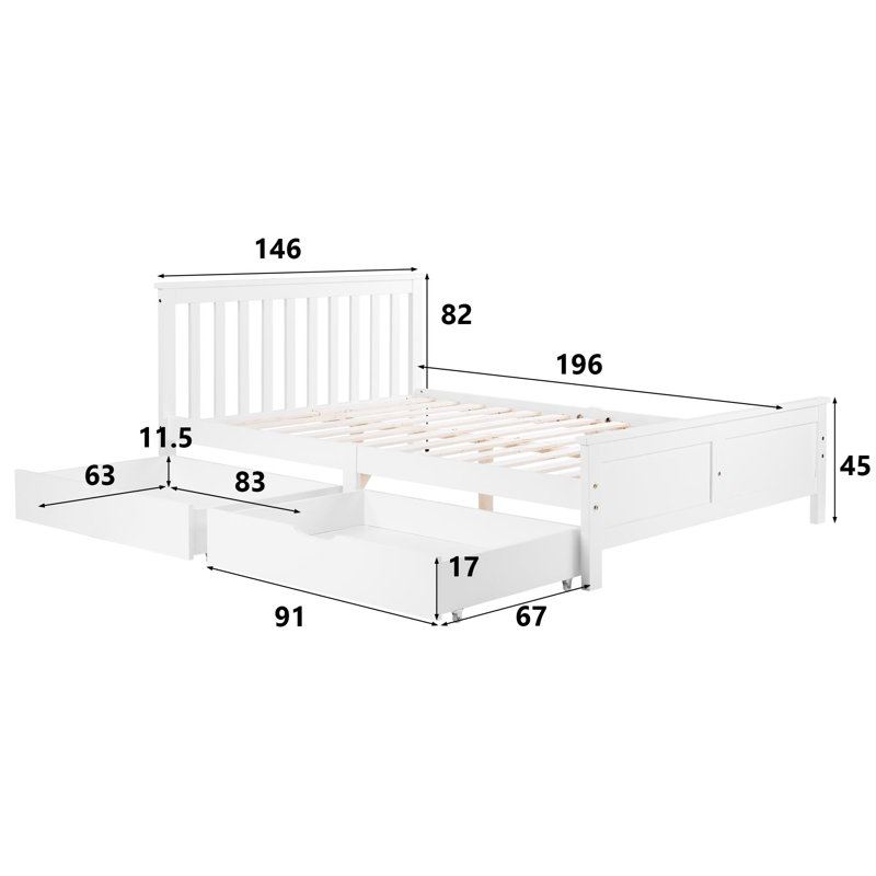 Boadle Double Bed Frame, (135 x 190 cm)