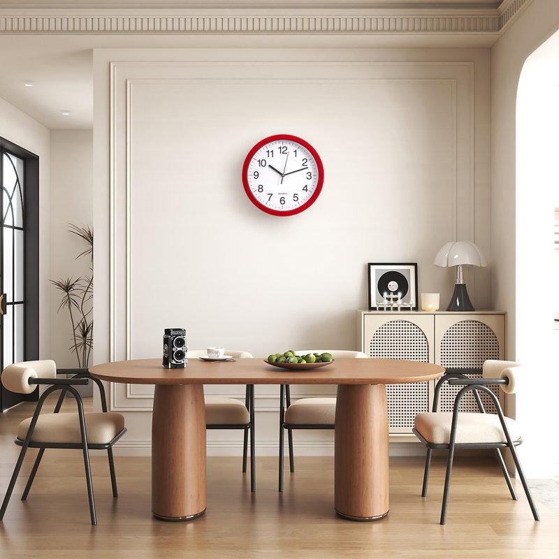 Horloge murale 10 po avec porte de rangement cachée Ebern Designs, Rouge