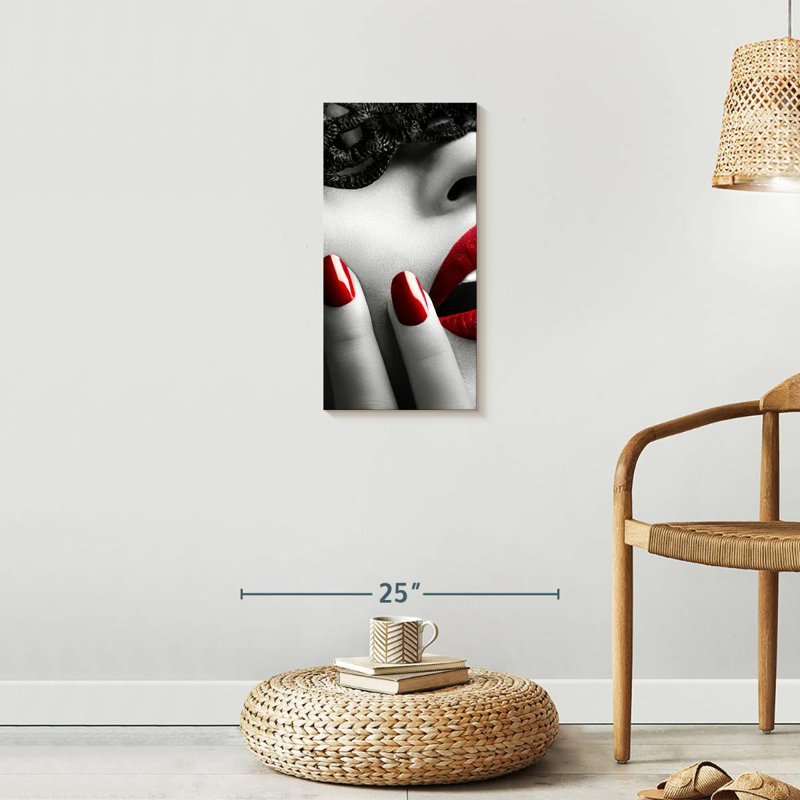 Red Lips Canvas Print, 12" H x 24" W x 1.25" D