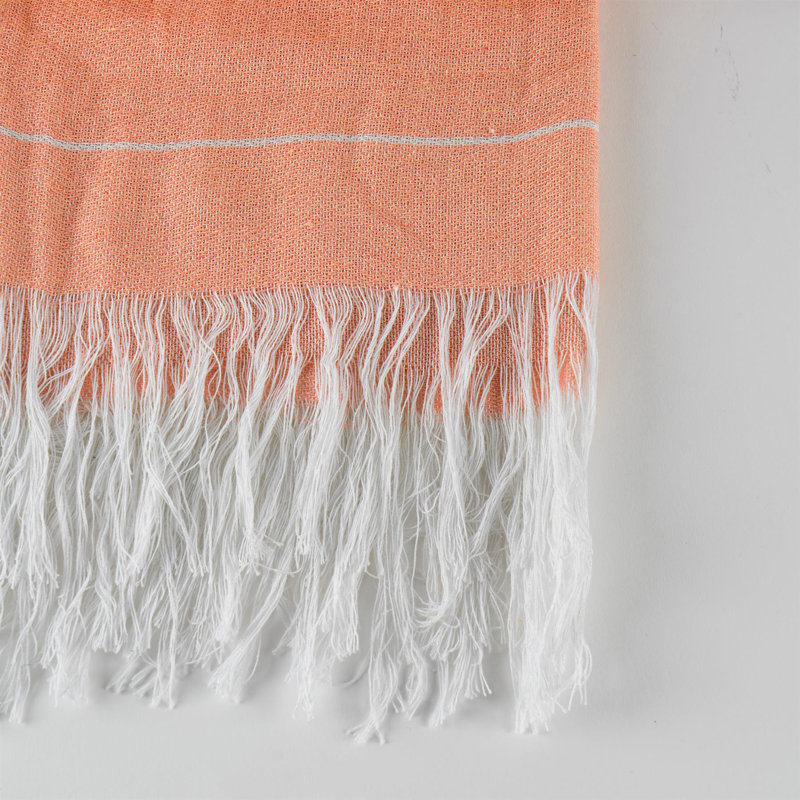 Nicola Spring - Turkish Cotton Bath Towels - 173 x 92cm, Light Orange/Aqua