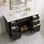 Ensemble de meuble-lavabo autoportant en MDF avec 6 tiroirs et 2 portes, ensemble de meuble-lavabo noir avec lavabo en composite, charnières à fermeture en douceur et poignées en métal argenté 48 po-135107096
