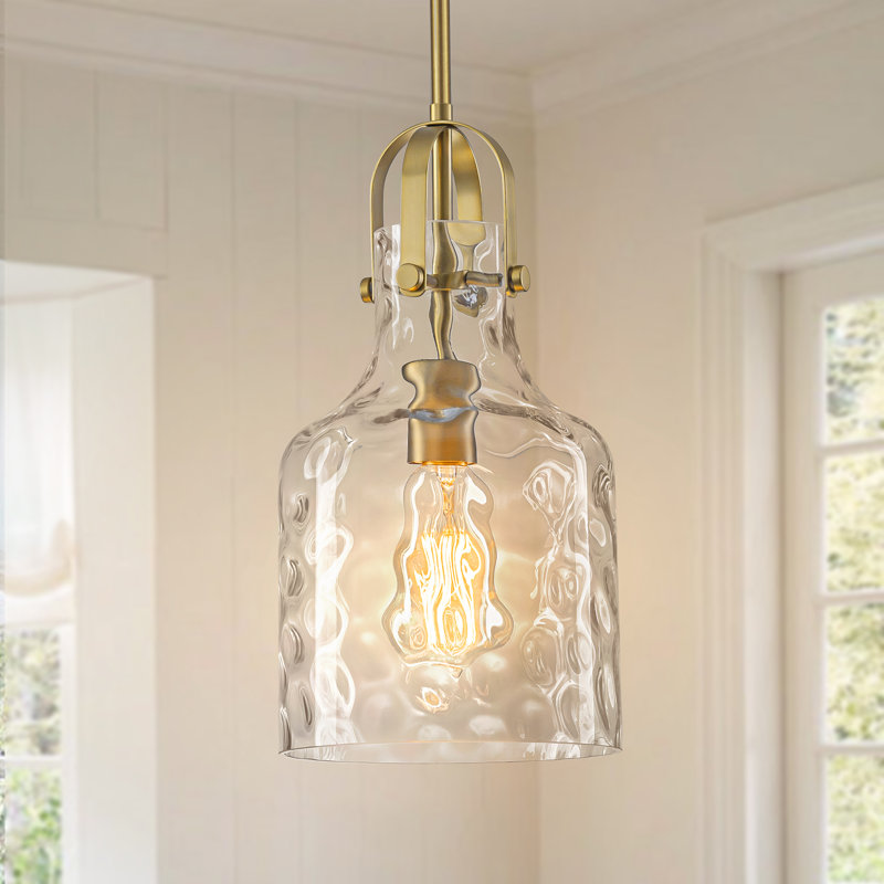Luminaire suspendu 1 lumière transparent, Doré
