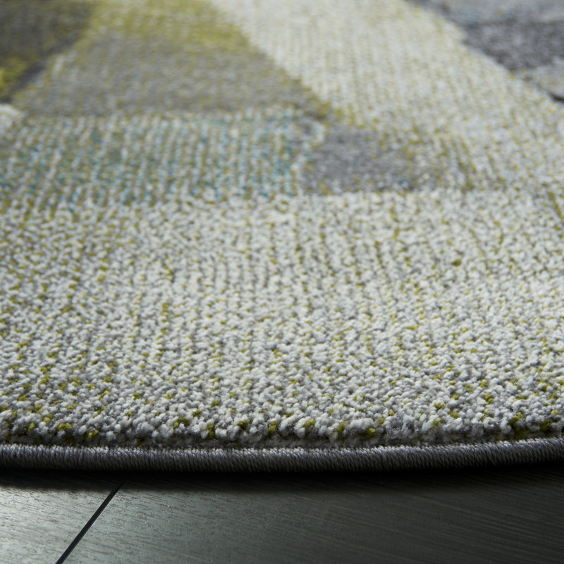 Tapis vert / gris Gillo 6937, Rond 6 pi 7 po
