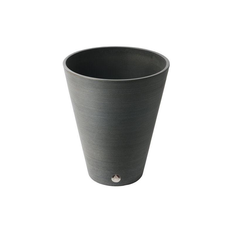 Cara Ribbed Composite Pot Planter, 18.5" H x 15" W x 15" D, Charcoal