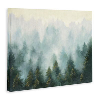 Paysage de pin abstrait avec brume par Julia Purinton - impression