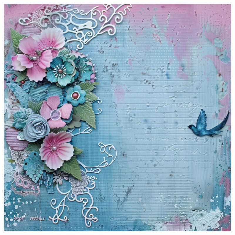 Tapisserie florale - Art mural, H 68 po x l 80 po avec 4 œillets