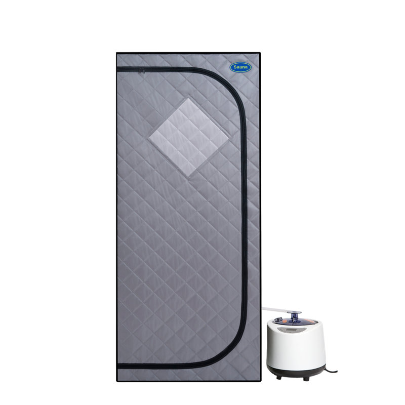 Tente de sauna à vapeur grise portative pleine grandeur - Spa personnel, avec générateur de vapeur, télécommande, fauteuil pliable, minuterie et raccord de tuyau en PVC Facile à installer. Chauffage rapide, avec certification FCC