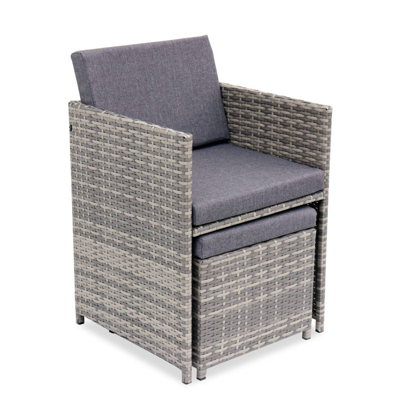 4 To 8-seater Rattan Cube Dining set, Mixed Grey, Black