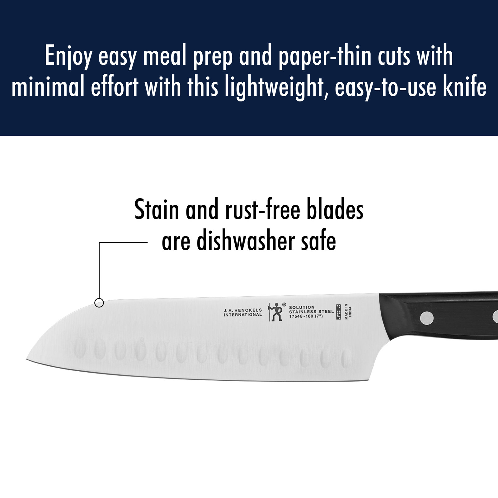 HENCKELS Solution 7-inch Hollow Edge Santoku Knife