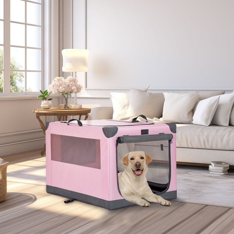 Caisse pour chien pliante Tucker Murphy Pet ™ 26 po, rose, Moyen (H 23 po x l 24 po x P 36 po)