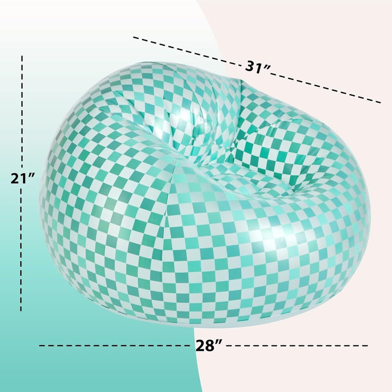  Fauteuil gonflable à carreaux rétro, Vert